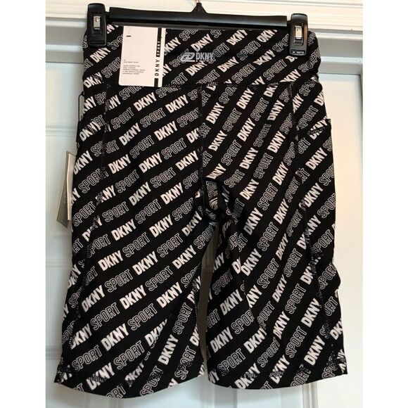 DKNY SPORT - NWT - L Sz XS High-Waist Logo Cycling Shorts. Slim Fit w/Pockets - Picture 6 of 16